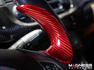 FIAT 500 Steering Wheel Trim - Lateral Side Trim Set - Carbon Fiber - Red Candy